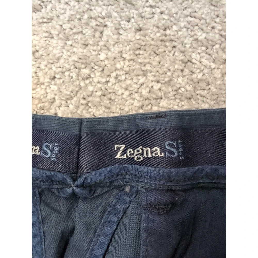 Zegna Sport Mens Dark Gray Cotton Flat Front Casual Dress Pants Italy 33x33‎